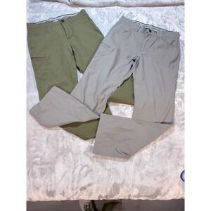 Lot 2 Orvis Mens 34x32 Khaki Outdoor Hiking Cargo Pants Stretch Water Repellent